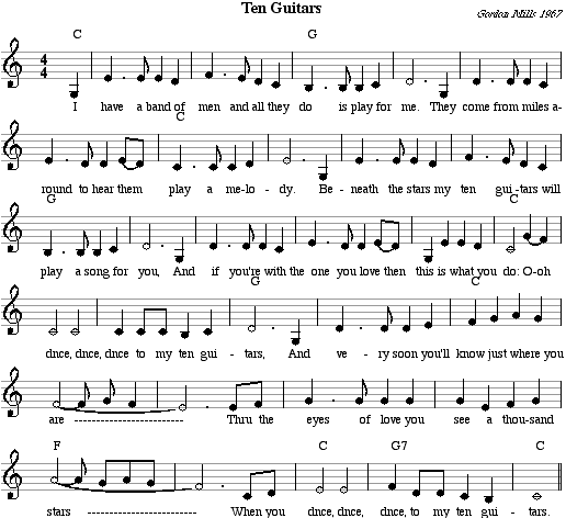 ten guitars sheet music